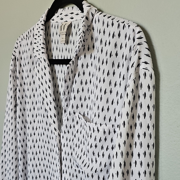 Worthington Relaxed Slouchy Black and White Button Down Long Sleeve Shirt PXL - Picture 5 of 8